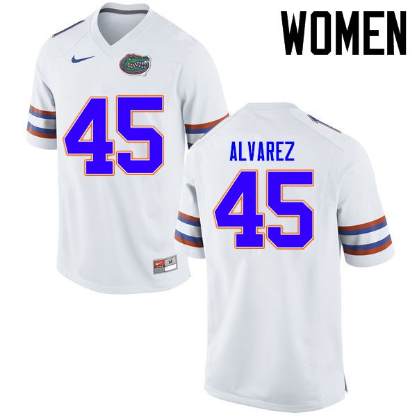 Florida Gators Women #45 Carlos Alvarez College Football Jersey White